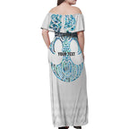 Queensland Maori Kiwi Personalised Family Matching Off Shoulder Maxi Dress and Hawaiian Shirt Ma Kakariki Papua Shell Maori Tribal Tattoo