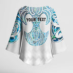 Queensland Maori Kiwi Personalised Kimono Sleeve Blouse Ma Kakariki Papua Shell Maori Tribal Tattoo - Aussie Hoodie
