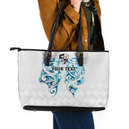 Queensland Maori Kiwi Personalised Leather Tote Bag Ma Kakariki Papua Shell Maori Tribal Tattoo