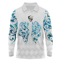 Queensland Maori Kiwi Personalised Long Sleeve Polo Shirt Ma Kakariki Papua Shell Maori Tribal Tattoo