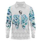 Queensland Maori Kiwi Personalised Long Sleeve Polo Shirt Ma Kakariki Papua Shell Maori Tribal Tattoo