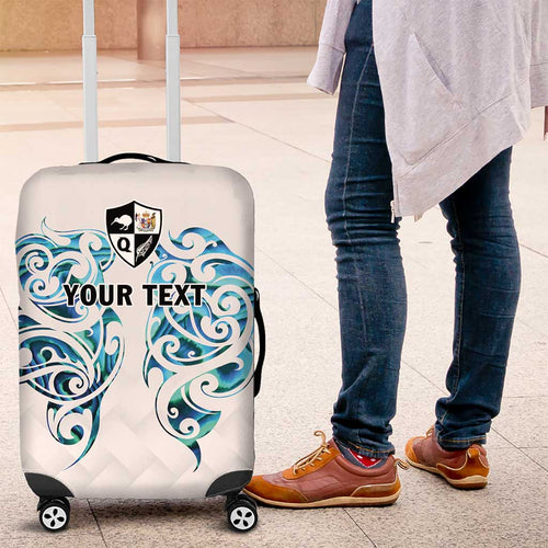 Queensland Maori Kiwi Personalised Luggage Cover Ma Kakariki Papua Shell Maori Tribal Tattoo