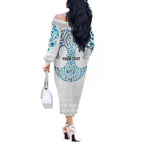 Queensland Maori Kiwi Personalised Off The Shoulder Long Sleeve Dress Ma Kakariki Papua Shell Maori Tribal Tattoo
