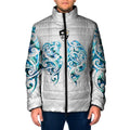 Queensland Maori Kiwi Personalised Padded Jacket Ma Kakariki Papua Shell Maori Tribal Tattoo - Aussie Hoodie