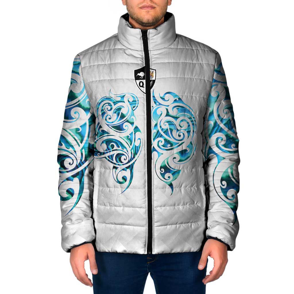 Queensland Maori Kiwi Personalised Padded Jacket Ma Kakariki Papua Shell Maori Tribal Tattoo - Aussie Hoodie