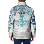 Queensland Maori Kiwi Personalised Padded Jacket Ma Kakariki Papua Shell Maori Tribal Tattoo - Aussie Hoodie