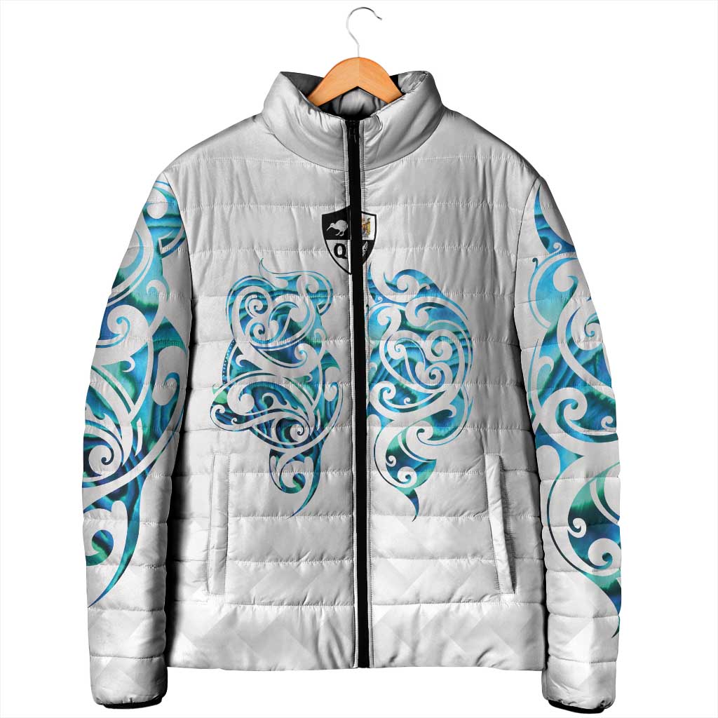 Queensland Maori Kiwi Personalised Padded Jacket Ma Kakariki Papua Shell Maori Tribal Tattoo - Aussie Hoodie