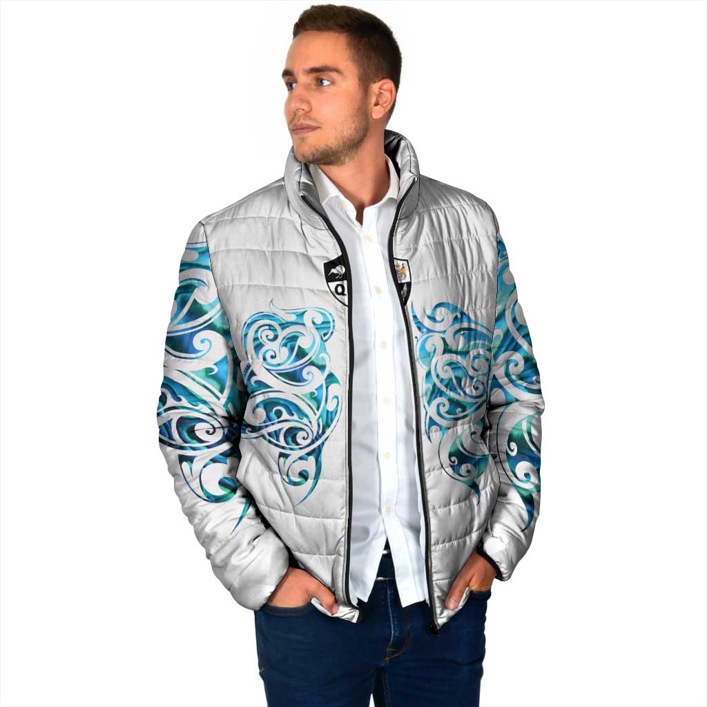 Queensland Maori Kiwi Personalised Padded Jacket Ma Kakariki Papua Shell Maori Tribal Tattoo - Aussie Hoodie