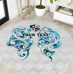 Queensland Maori Kiwi Personalised Round Carpet Ma Kakariki Papua Shell Maori Tribal Tattoo