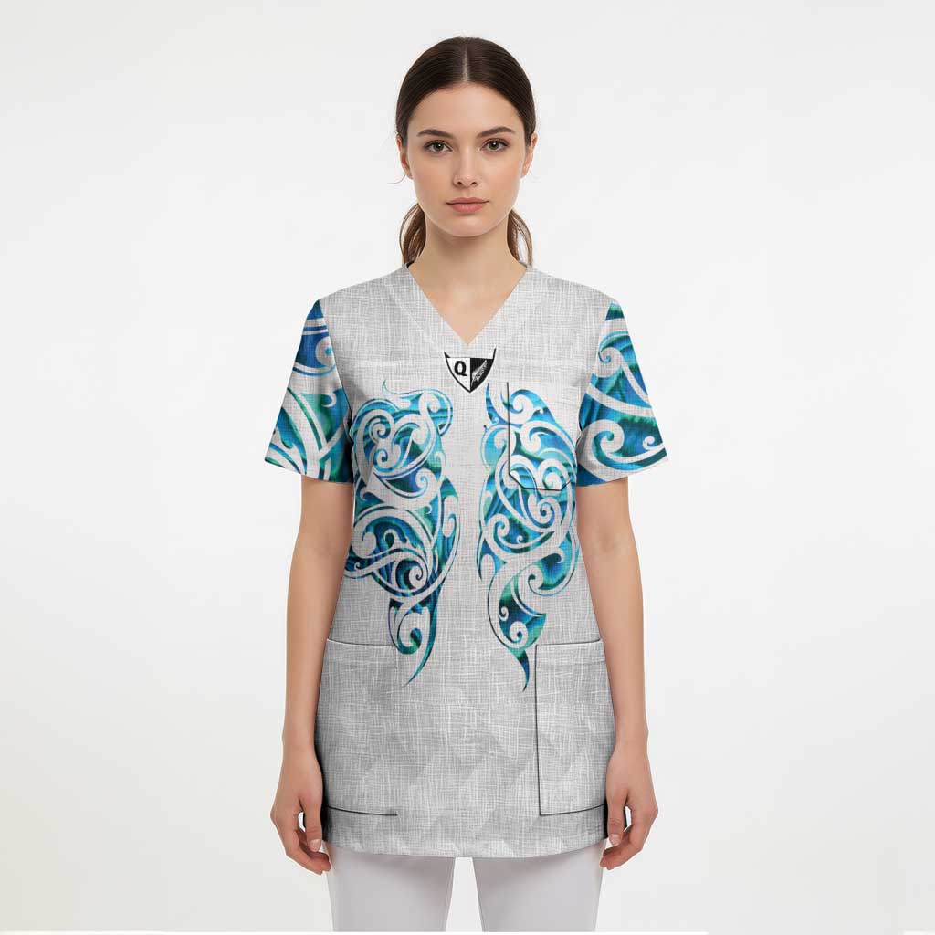 Queensland Maori Kiwi Personalised Scrub Top Ma Kakariki Papua Shell Maori Tribal Tattoo - Aussie Hoodie