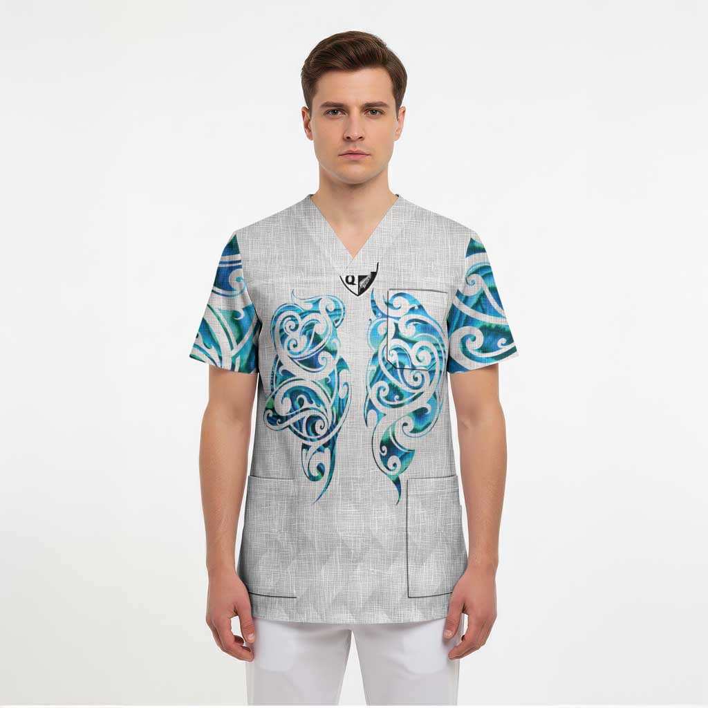 Queensland Maori Kiwi Personalised Scrub Top Ma Kakariki Papua Shell Maori Tribal Tattoo - Aussie Hoodie