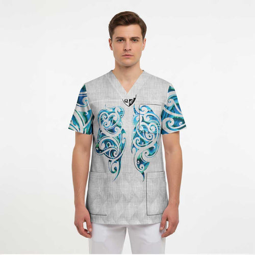 Queensland Maori Kiwi Personalised Scrub Top Ma Kakariki Papua Shell Maori Tribal Tattoo - Aussie Hoodie
