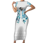 Queensland Maori Kiwi Personalised Short Sleeve Bodycon Dress Ma Kakariki Papua Shell Maori Tribal Tattoo