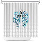 Queensland Maori Kiwi Personalised Shower Curtain Ma Kakariki Papua Shell Maori Tribal Tattoo