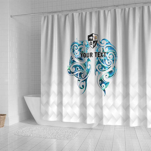 Queensland Maori Kiwi Personalised Shower Curtain Ma Kakariki Papua Shell Maori Tribal Tattoo