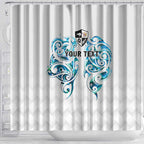 Queensland Maori Kiwi Personalised Shower Curtain Ma Kakariki Papua Shell Maori Tribal Tattoo