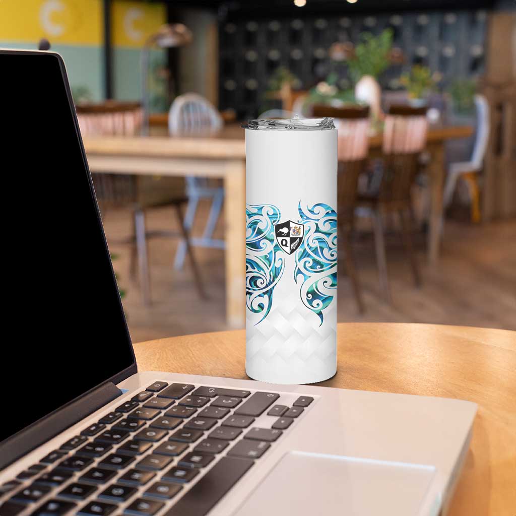 Queensland Maori Kiwi Personalised Skinny Tumbler Ma Kakariki Papua Shell Maori Tribal Tattoo