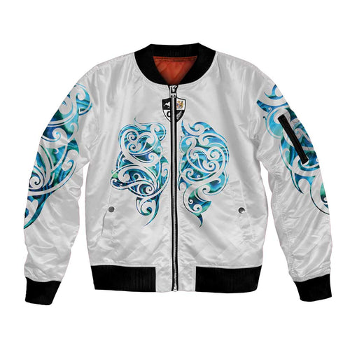 Queensland Maori Kiwi Personalised Sleeve Zip Bomber Jacket Ma Kakariki Papua Shell Maori Tribal Tattoo