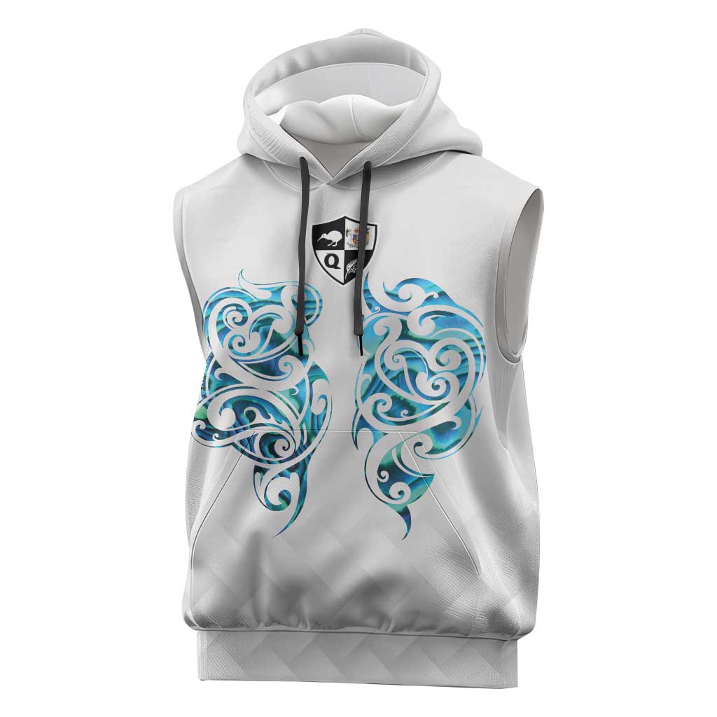 Queensland Maori Kiwi Personalised Sleeveless Hoodie Ma Kakariki Papua Shell Maori Tribal Tattoo - Aussie Hoodie