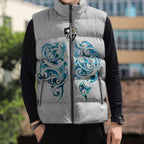 Queensland Maori Kiwi Personalised Sleeveless Puffer Jacket Ma Kakariki Papua Shell Maori Tribal Tattoo - Aussie Hoodie