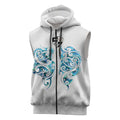 Queensland Maori Kiwi Personalised Sleeveless Zip Hoodie Ma Kakariki Papua Shell Maori Tribal Tattoo LT9