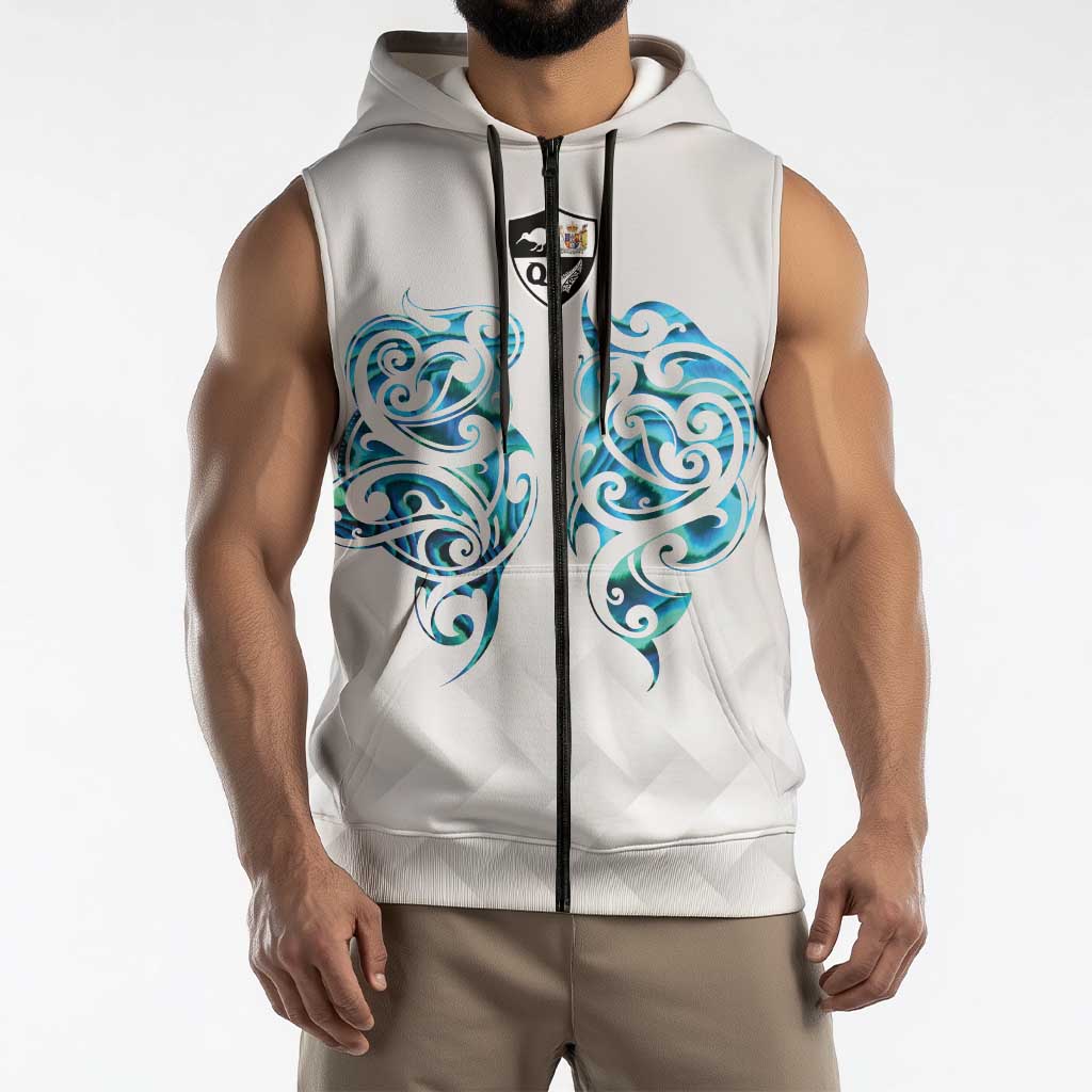 Queensland Maori Kiwi Personalised Sleeveless Zip Hoodie Ma Kakariki Papua Shell Maori Tribal Tattoo LT9