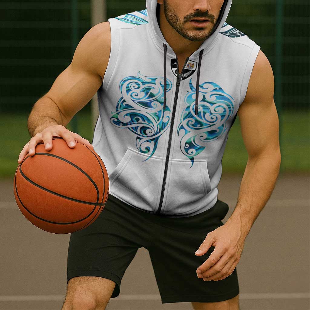 Queensland Maori Kiwi Personalised Sleeveless Zip Hoodie Ma Kakariki Papua Shell Maori Tribal Tattoo LT9