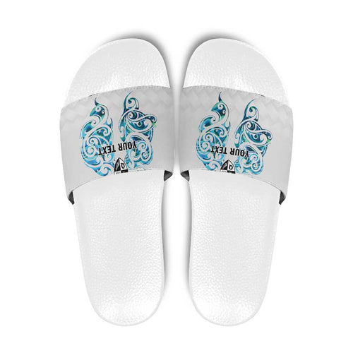 Queensland Maori Kiwi Personalised Slide Sandals Ma Kakariki Papua Shell Maori Tribal Tattoo - Aussie Hoodie