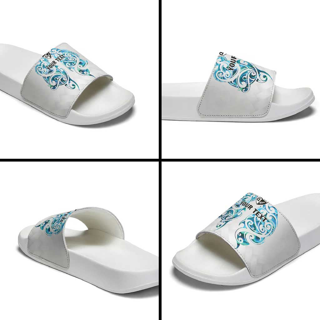 Queensland Maori Kiwi Personalised Slide Sandals Ma Kakariki Papua Shell Maori Tribal Tattoo - Aussie Hoodie
