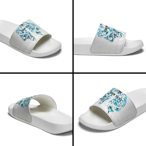 Queensland Maori Kiwi Personalised Slide Sandals Ma Kakariki Papua Shell Maori Tribal Tattoo - Aussie Hoodie