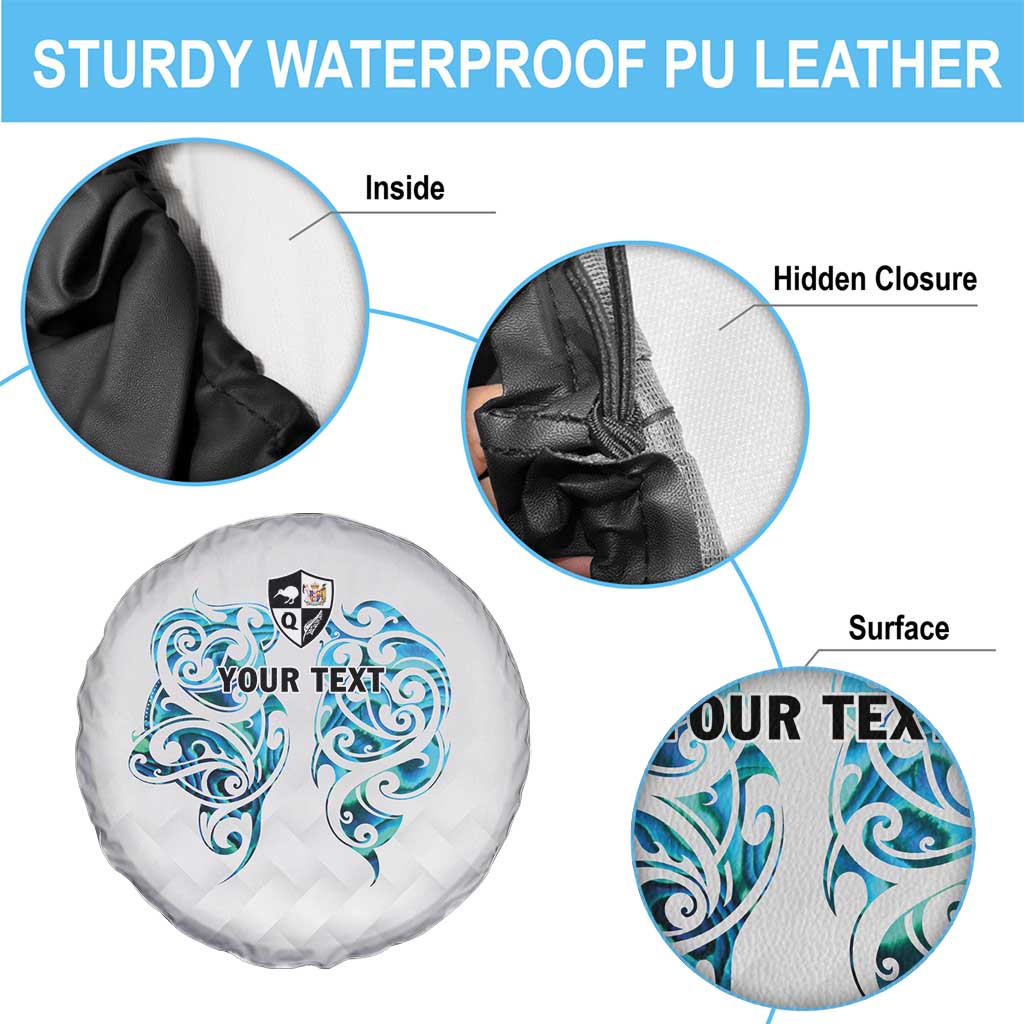 Queensland Maori Kiwi Personalised Spare Tire Cover Ma Kakariki Papua Shell Maori Tribal Tattoo