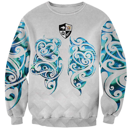 Queensland Maori Kiwi Personalised Sweatshirt Ma Kakariki Papua Shell Maori Tribal Tattoo
