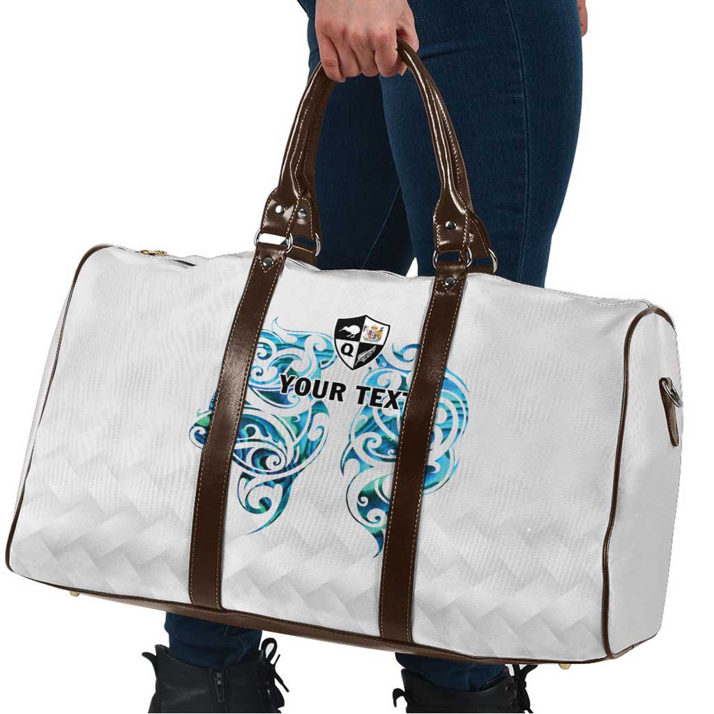 Queensland Maori Kiwi Personalised Travel Bag Ma Kakariki Papua Shell Maori Tribal Tattoo - Aussie Hoodie