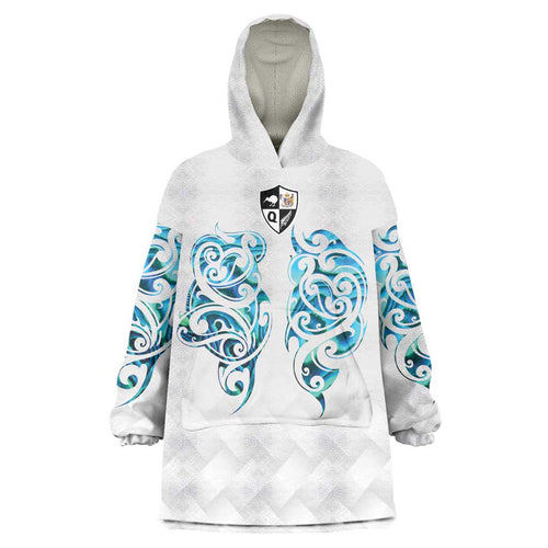Queensland Maori Kiwi Personalised Wearable Blanket Hoodie Ma Kakariki Papua Shell Maori Tribal Tattoo