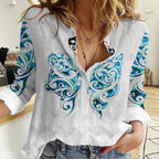 Queensland Maori Kiwi Personalised Women Casual Shirt Ma Kakariki Papua Shell Maori Tribal Tattoo