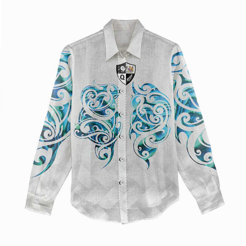 Queensland Maori Kiwi Personalised Women Casual Shirt Ma Kakariki Papua Shell Maori Tribal Tattoo