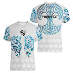 Queensland Maori Kiwi Personalised Women V-Neck T-Shirt Ma Kakariki Papua Shell Maori Tribal Tattoo