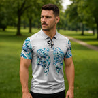 Queensland Maori Kiwi Personalised Zipper Polo Shirt Ma Kakariki Papua Shell Maori Tribal Tattoo - Aussie Hoodie