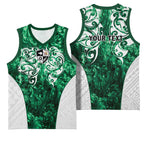 Queensland Maori Kiwi Personalised Basketball Jersey Kikirangi Papua Shell Maori Tribal Tattoo - Aussie Hoodie