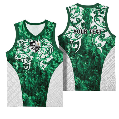 Queensland Maori Kiwi Personalised Basketball Jersey Kikirangi Papua Shell Maori Tribal Tattoo - Aussie Hoodie