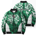 Queensland Maori Kiwi Personalised Bomber Puffer Jacket Kikirangi Papua Shell Maori Tribal Tattoo - Aussie Hoodie