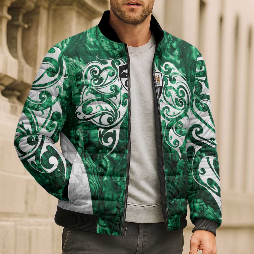 Queensland Maori Kiwi Personalised Bomber Puffer Jacket Kikirangi Papua Shell Maori Tribal Tattoo - Aussie Hoodie