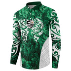 Queensland Maori Kiwi Personalised Button Sweatshirt Kikirangi Papua Shell Maori Tribal Tattoo