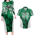 Queensland Maori Kiwi Personalised Couples Matching Long Sleeve Bodycon Dress and Hawaiian Shirt Kikirangi Papua Shell Maori Tribal Tattoo