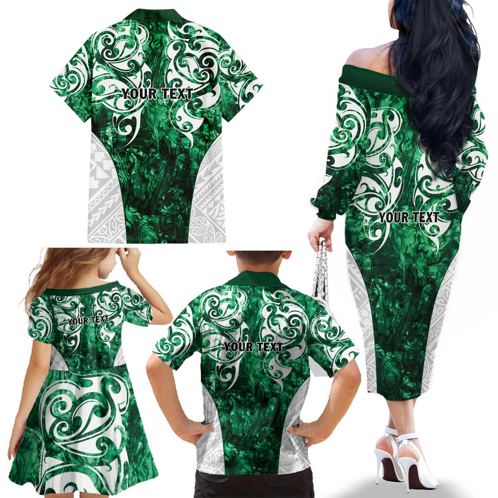 Queensland Maori Kiwi Personalised Family Matching Off The Shoulder Long Sleeve Dress and Hawaiian Shirt Kikirangi Papua Shell Maori Tribal Tattoo