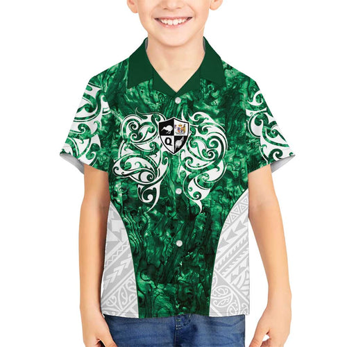 Queensland Maori Kiwi Personalised Family Matching Off Shoulder Maxi Dress and Hawaiian Shirt Kikirangi Papua Shell Maori Tribal Tattoo
