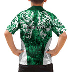 Queensland Maori Kiwi Personalised Family Matching Off Shoulder Short Dress and Hawaiian Shirt Kikirangi Papua Shell Maori Tribal Tattoo