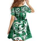 Queensland Maori Kiwi Personalised Family Matching Short Sleeve Bodycon Dress and Hawaiian Shirt Kikirangi Papua Shell Maori Tribal Tattoo