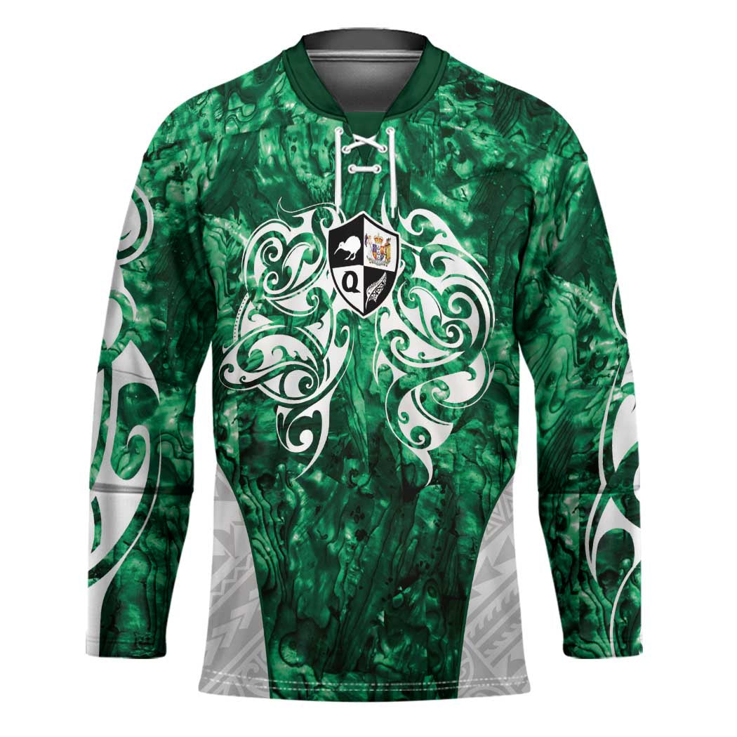 Queensland Maori Kiwi Personalised Hockey Jersey Kikirangi Papua Shell Maori Tribal Tattoo - Aussie Hoodie