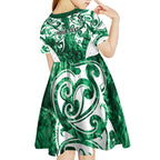 Queensland Maori Kiwi Personalised Kid Short Sleeve Dress Kikirangi Papua Shell Maori Tribal Tattoo